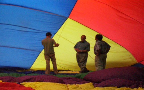 Last technical checks inside a balloon before take-off
